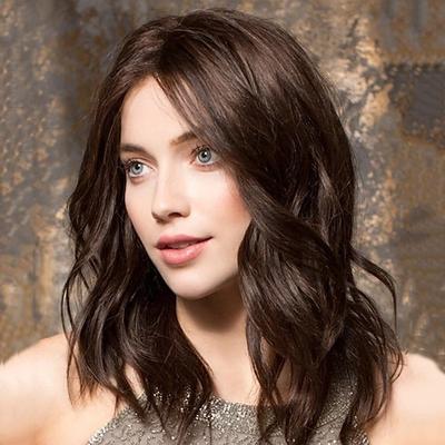 braune perücken für frauen synthetische perücke körperwelle asymmetrische perücke lange braune synthetische haare 20 zoll frauen beste qualität curling braun