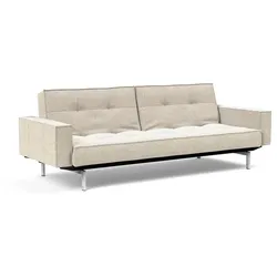 INNOVATION LIVING Schlafsofa mit Armlehnen Splitback Chrom Stoff Off White