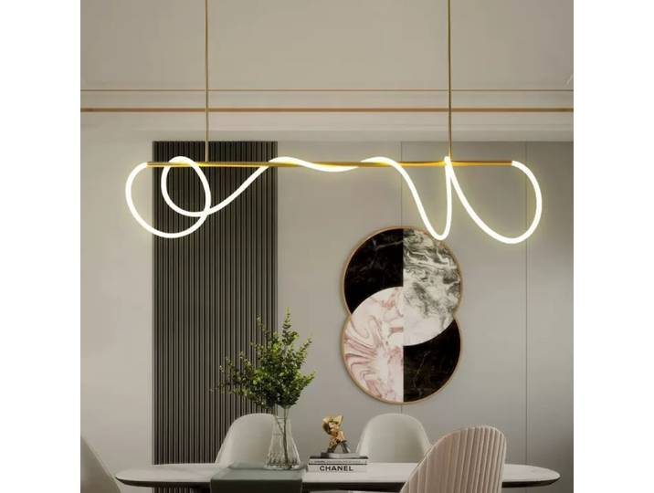 Postmoderne lumière linéaire luxe remontage lampe concepteur créatif pour salon Restaurant Note musicale LED lustres décor à la maison