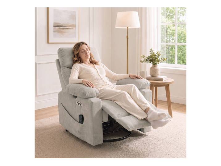 HOMCOM Massagesessel Relaxsessel mit Massage & Wärme, 270° Dreh- und Schaukelfunktion (Set, 1-St., Relaxsessel), 270° drehbar, Schaukel, 8-Punkt-Massage+Wärme