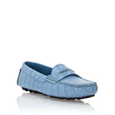 Mokassin PHILIPP PLEIN "Cocco Crocco Print", Damen, Gr. 37, Normalschaft, 07, lightblau, Schuhe Mokassin
