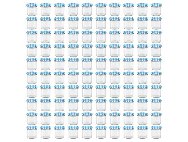 Vitrea 200x Marmeladengläser 125 ml - mit Deckel Blau Kariert TO 66 - Einmachgläser zum befüllen mit Schraubdeckel - Sturzgläser Marmelade Schraubgläser - leere Gläser - 200 Stück