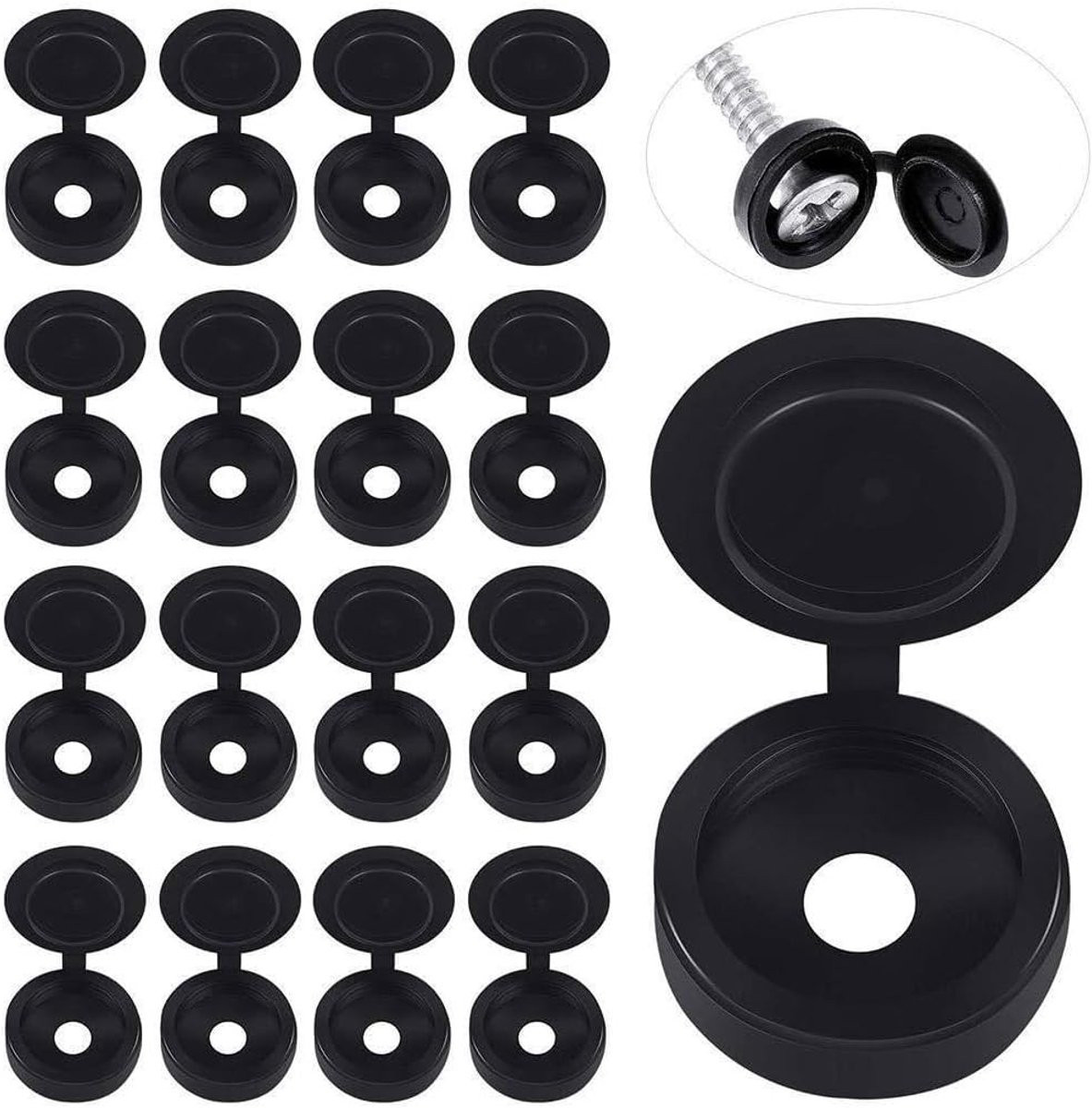 Schroefdoppen Set Zwart - 100 Stuks Plastic Afdekdoppen voor het Afwerken van Meubels