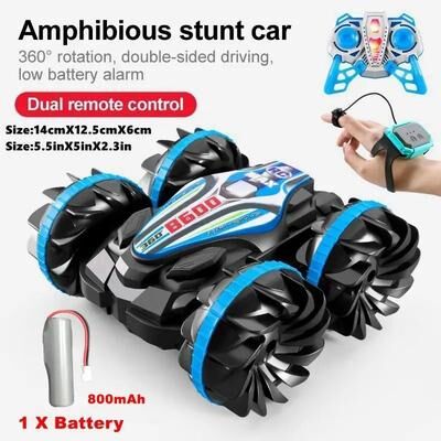 Uplifted Finds Amphibious RC Car Remote Control Stunt Vehicle With Double Sided Flip And 4WD Drift For Kids b600 With Watch 1b