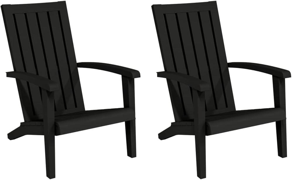2 Adirondack-Gartenstühle aus Polypropylen in Holzoptik für Terrasse, Garten und Balkon