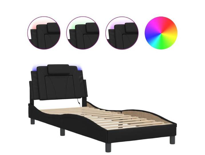 Lit adulte - 90x200cm lit simple Cadre de lit avec LED noir CHY89602586