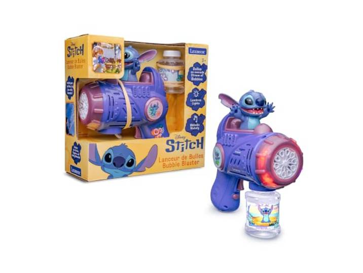 Lexibook, Stitch, Elektronischer Blasenwerfer, Licht- und Soundeffekte, Kontinuierlicher Blasenspray, Einfacher Griff, LED-Lichter, Inklusive 100ml Lösung, Blau, PRB30D