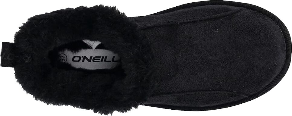 Hausschuh O'NEILL "TAMMY WOMEN SLIP-ON", Damen, Gr. 40, schwarz (triple schwarz), Synthetik, Schuhe Hausschuh, Homeslippers, Pantoffel, Clog mit Fell