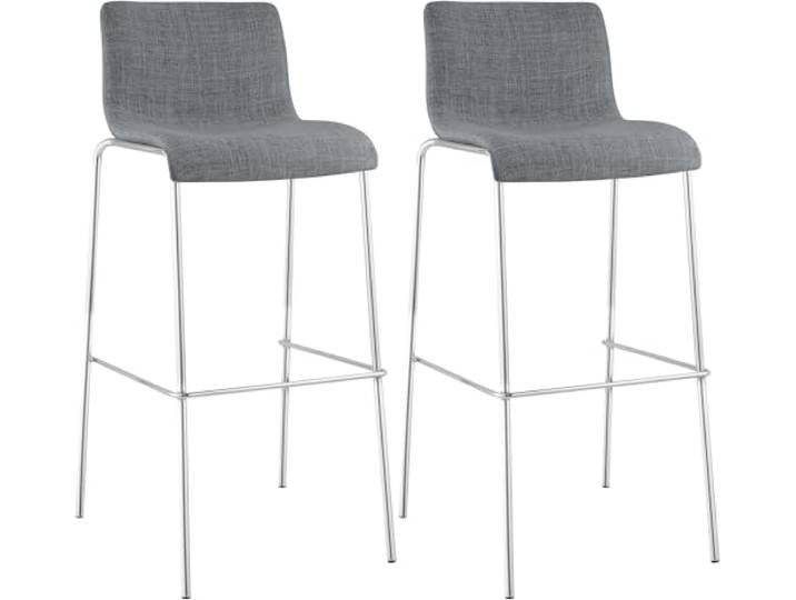 CLP Barhocker 2er Set mit Lehnen Hover, Barstühle stapelbar mit Stoffbezüge, Stapelstühle Metallgestelle bis 150 kg belastbar Farbe hellgrau Gestell Farbe Chrom