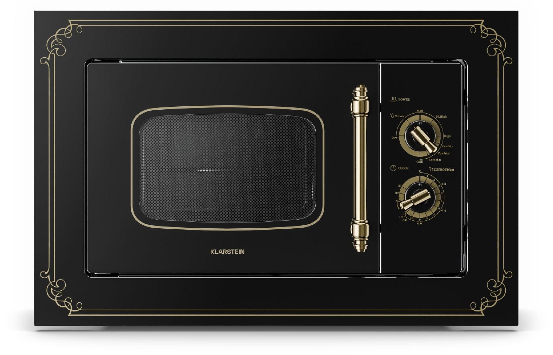 Einbau-Mikrowelle 20 L 800 W/1000 W Grill Retro Schwarz