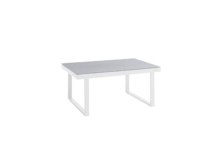 Jati&amp;Kebon Rao Kaffeetisch, Gestell Aluminium, Tischplatte Glas - Aluminium weiß Geradlinig &amp; pur, Industrial