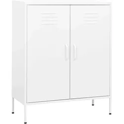 DELUKE Sideboard KEVI Metall Weiß 80x35x101,5 cm Stahl     | Flurschrank Metallschrank Lagerschrank Beistellschrank Wohnzimmer