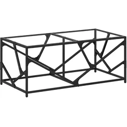 Décoshop26 - Industriell gestalteter Couchtisch mit transparenter Glasplatte 98,5 x 50 x 41 cm Stahl und Glas DEC037378