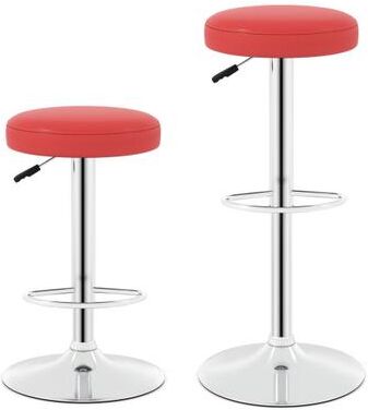 Costway Set of 2 Height-adjustable Swivel Bar Stool with 360° Swivel bar stool-Red