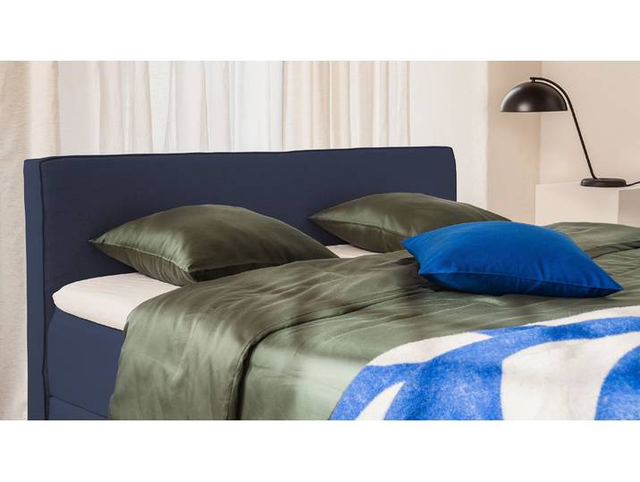 BRUNO Boxspringbett Premium 160x200cm in Blau Matratzen-Härtegrad: Links H3 / Rechts H2 mehrfach ausgezeichnet in Design & Qualität