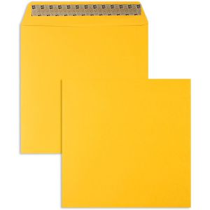 Blanke Briefumschläge gelb, quadratisch, ohne Fenster, haftklebend, 120g/m², 50 Stück