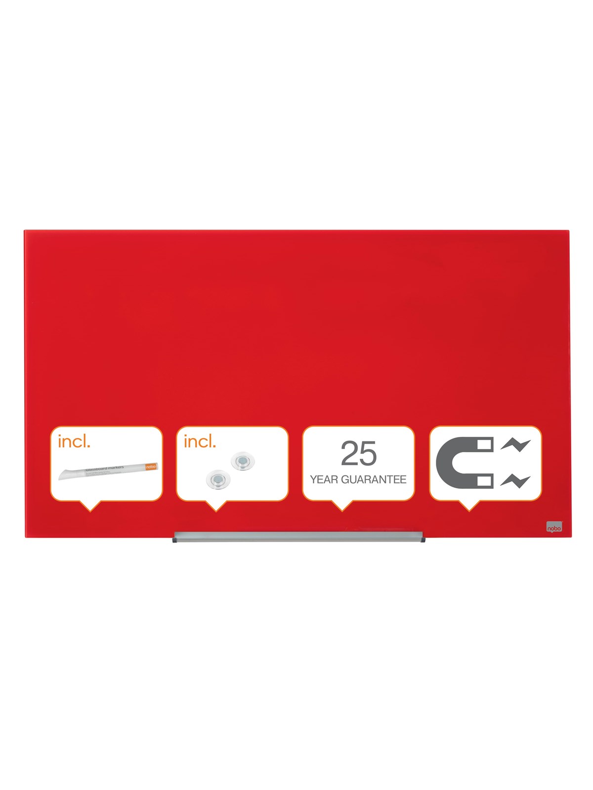 Nobo Impression Pro Whiteboard Glas Widescreen 45" Rot