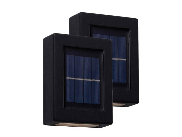 LED Solar Wandlampe 2er Set 10 x 7 cm schwarz