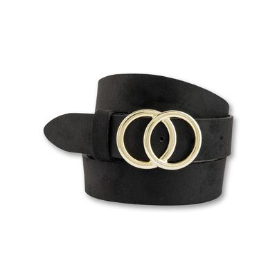 Ledergürtel BERND GÖTZ "Ledergürtel aus Veloursleder mit modischer Goldschließe", Damen, Gr. 75, schwarz, Rindsleder, Gürtel Ledergürtel