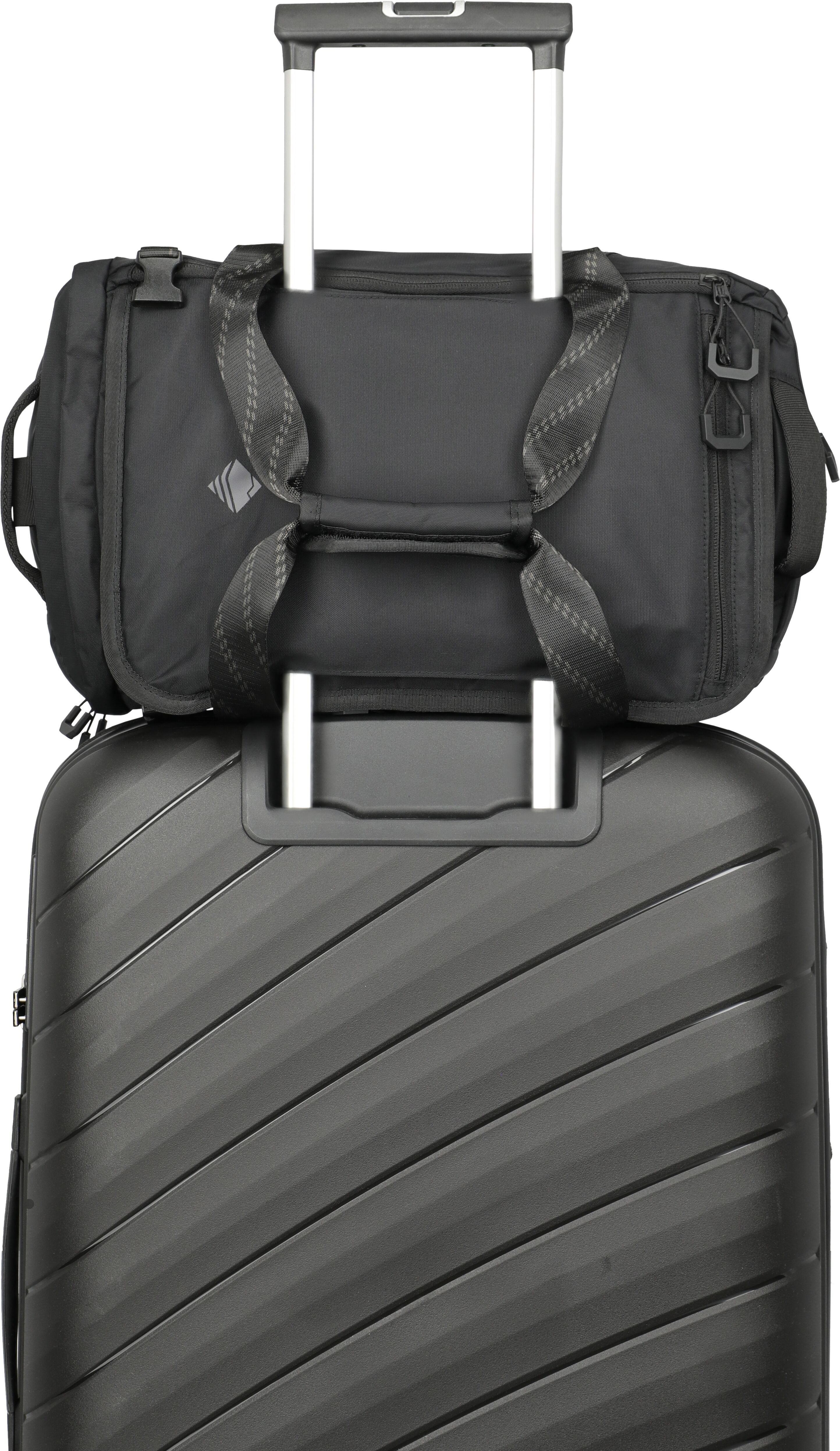 Reisetasche TRAVELITE "VENTURE LINE Duffle Bag", Damen, Gr. B/H/T: 40cm x 25cm x 20cm, schwarz, Nylon, Taschen Reisetasche, aus robustem Nylon mit flexiblen Trageoptionen und Schuhfach schwarz B/H/T: 40cm x 25cm x 20cm