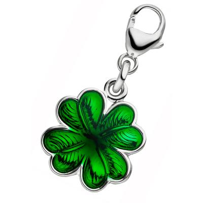 Charm-Einhänger JOBO "Anhänger Kleeblatt", grün, Charms, Damen, Silber 925 (Sterlingsilber), 925 Silber
