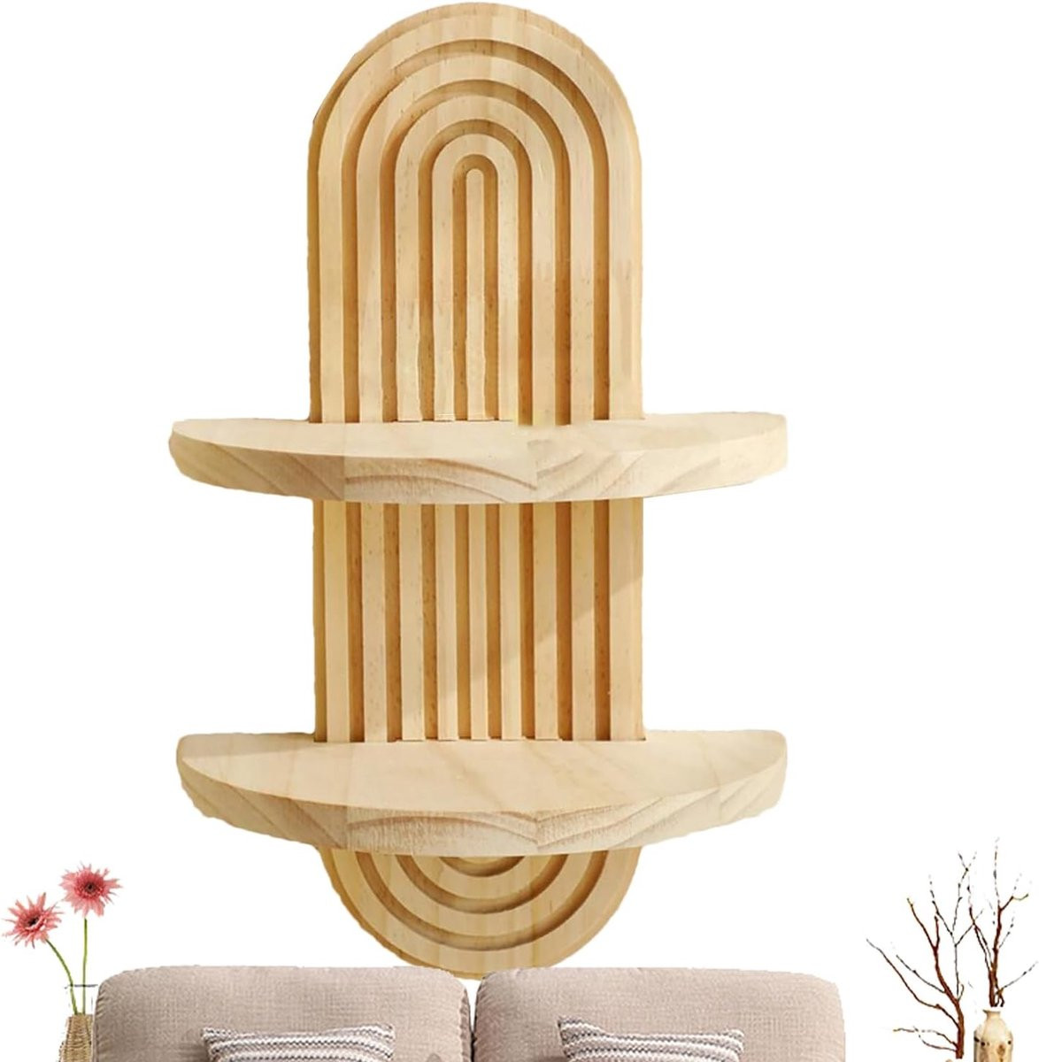 Boho Wandplank Decoratieve Plank met Uniek Gebogen Ontwerp - Multicolor