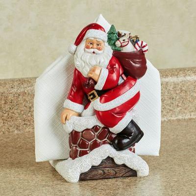Touch of Class Santa Claus Down the Chimney Napkin Holder Red , Red
