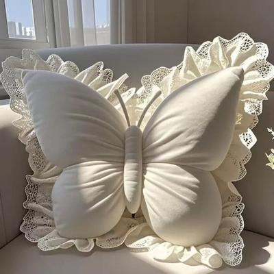 Uplift Essentials Princess Butterfly Bow Pillow For Sofa Bed And Car beige