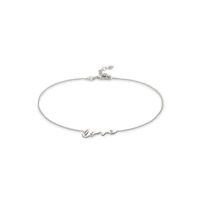 Fußkette ELLI "Fußschmuck Fußkettchen Schriftzug Love 925 Sterling Silber" Gr. 22, silber, Fußketten, Damen, Silber 925 (Sterlingsilber)