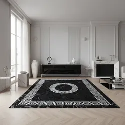 Kurzflorteppich INN, mit Mäander-Muster, Schwarz, 280 x 370 cm