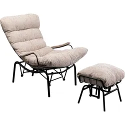 KARE DESIGN Sessel mit Hocker Vienna 87841 Stoff Beige