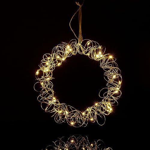 Relaxdays Led lichtkrans met warm wit licht, zilver, Ø 30 cm