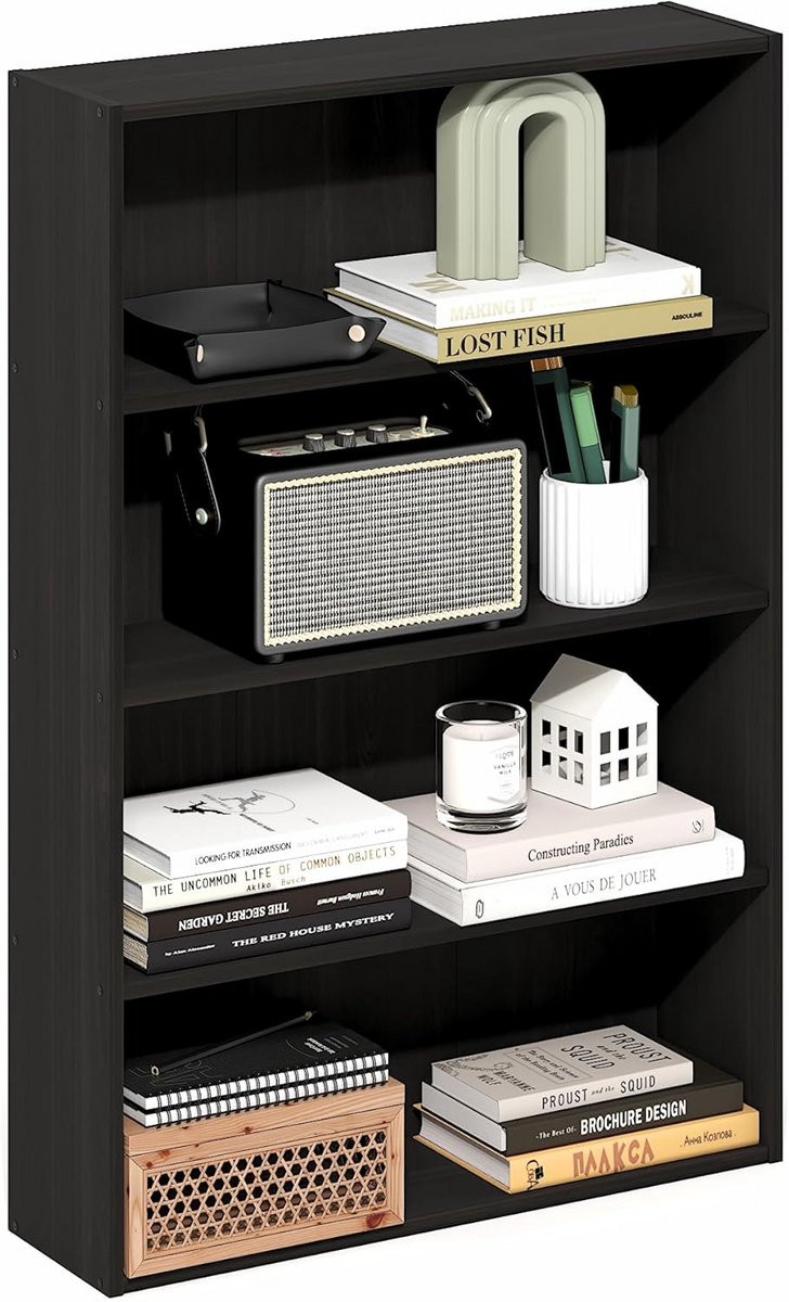 Stevige 4-laagse open boekenkast met open achterzijde voor in de woonkamer, slaapkamer of het kantoor