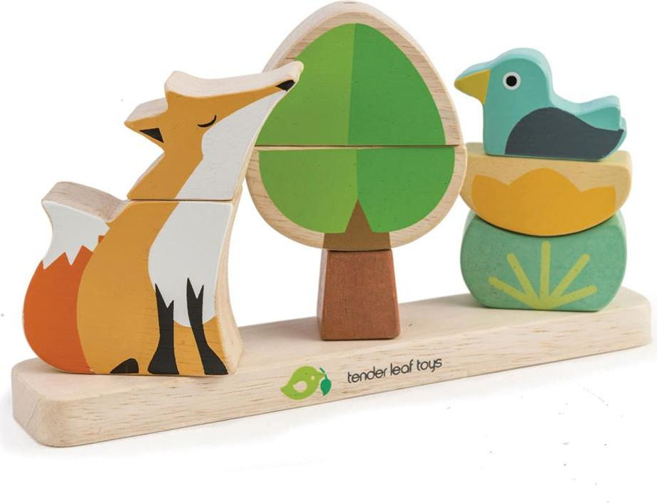Tender Leaf Toys magnetische stapeltoren vos, kleurrijk houten speelgoed