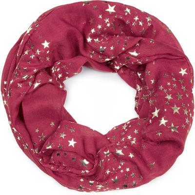 Loop STYLEBREAKER "Loop Schal mit Metallic Sterne Print", Damen, rot (himbeere), Viskose, Modisch, Modetücher Loop