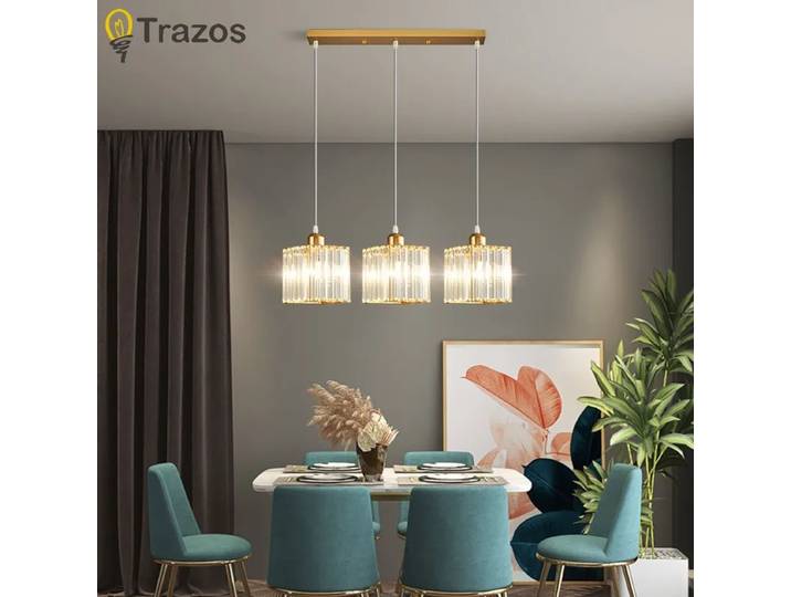 Lampe suspendue nordique pour Restaurant, Table à manger, bureau, comptoir de Bar, trois phares, Simple, moderne, luxe, éclairage créatif en cristal
