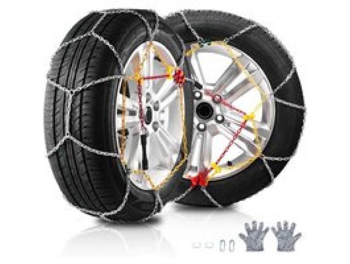 VEVOR Lot de 2 Chaînes à Neige, Chaînes de Pneus Antidérapantes, en Acier Allié au Manganèse, Conduite Sécuritaire, Accessoires d’Urgence pour Voitures, Camionnettes, SUV et Camions, Argentées,