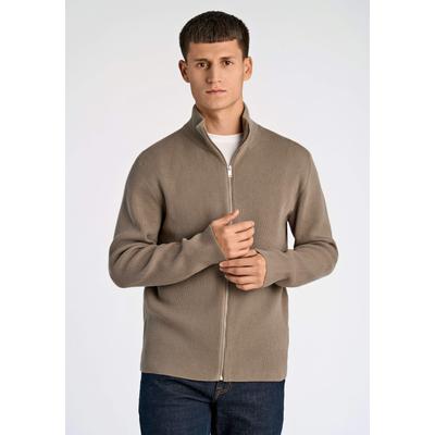 Cardigan LINDBERGH "Cardigan Relaxed Fit", Herren, Gr. M, beige (dk stone), Obermaterial: 80% Baumwolle, 20% Polyester, unifarben, Strickjacken
