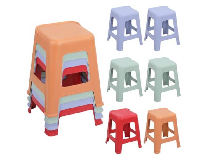 10er Set Stapelhocker, 47 cm bunte Kunststoff-Stapelstühle Polypropylen-Material, stapelbares Design, ideal für Klassenzimmer und Büro, abgerundete Kanten für Komfort 10 Stück B