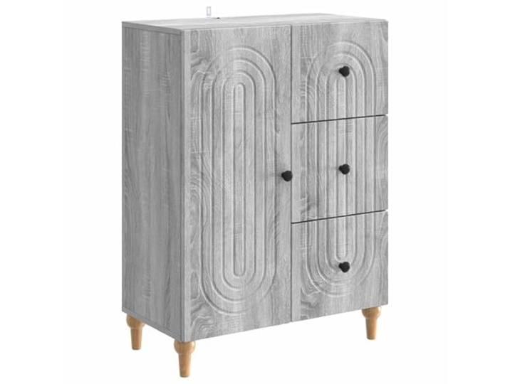 TEKGHUT Sideboard Graues Sonoma 66 x 34,5 x 90 cm Holzwerkstoff Schlichtes rechteckiges Design, feiner Streifenrand, 90° Pendeltüren, praktische Regale, minimalistisch