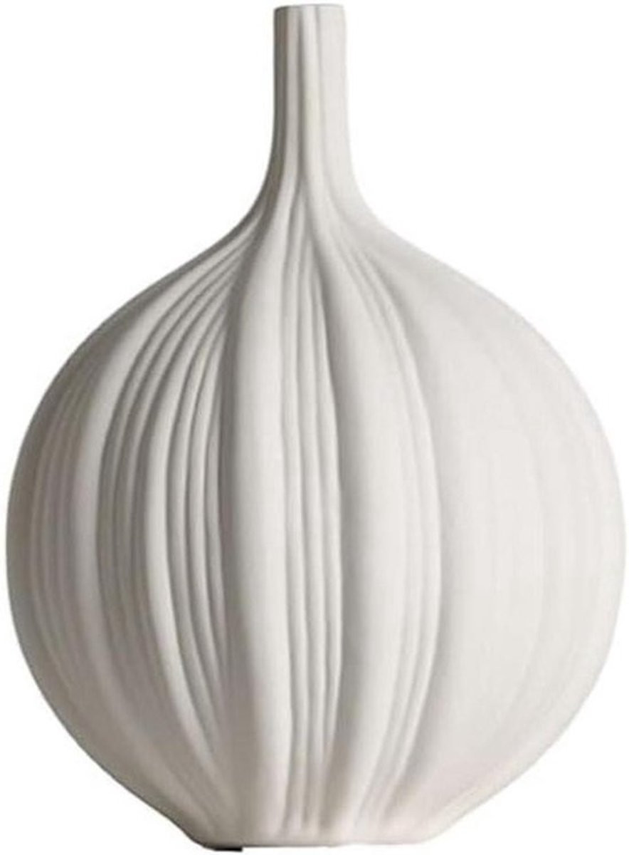 Moderne Vintage Keramische Vaas Crème - Decoratieve Vaas voor Bloemen - Klein