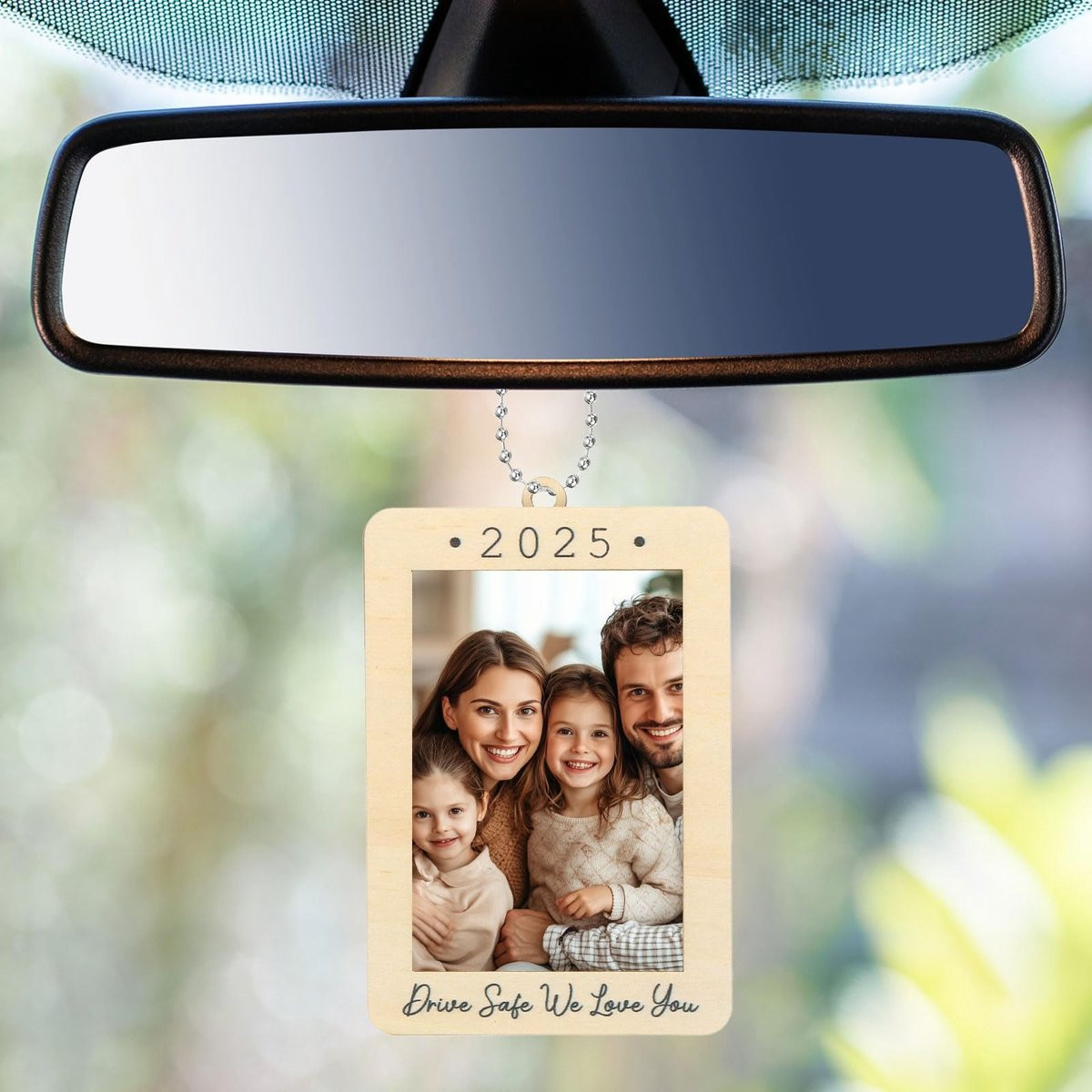 Solidchoice Houten Fotolijst voor in de auto met ketting hanger