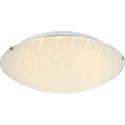 Deckenlampe Deckenleuchte Wohnzimmerleuchte Esszimmerlampe, Wohnzimmer Chrom Glas opal, LED 12W 900Lm neutralweiß, DxH 30x10cm