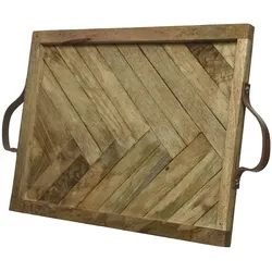 MARELIDA Tablett Holz natur Kerzentablett Serviertablett rechteckig Mangoholz Deko 54cm