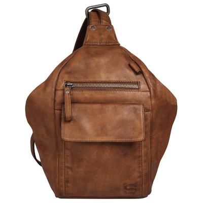 Cityrucksack SPIKES & SPARROW "SPIKES & SPARROW Damen echt Leder", Damen, Gr. B/H/T: 29cm, onesize, braun (cognac), Leder, Rindsleder, Retro, Rucksäcke Cityrucksack, echt Leder