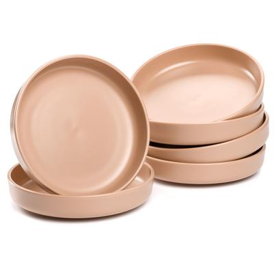 Teller-Set LEONARDO "Suppenteller ROMA, Keramikteller, ca. 20 cm, 6-teilig", rot (apricot), 6 Stk., Keramik, Geschirr-Sets, Teller Set, Geschirr-Set, Service, spülmaschinengeeignet