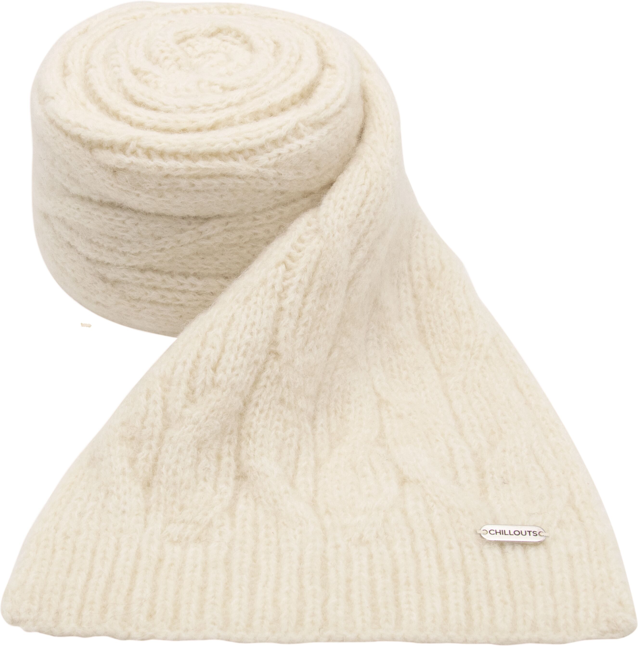 Strickschal CHILLOUTS "Giralda Scarf", Damen, beige (cream), Feinstrick, Materialmix, unifarben, Modetücher Strickschal, mit eleganter Struktur & angenehmer Länge cream Einheitsgröße