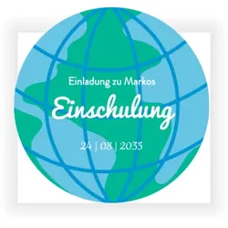Einladungskarte Einschulung: Weltkugel mit Foto