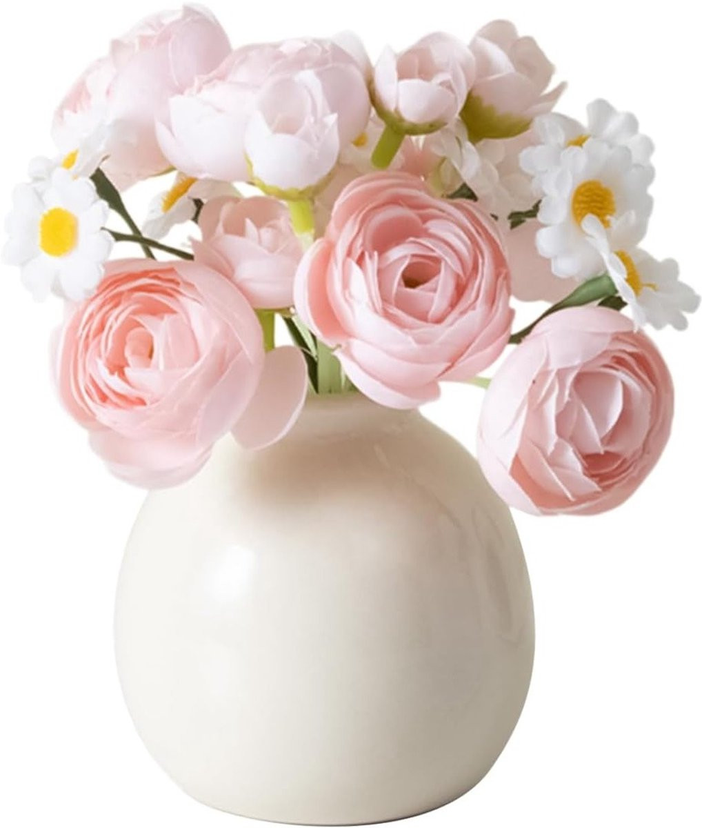 Kunstbloemen met vaas Daisies voor decoratie in diverse kleuren