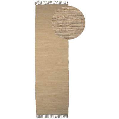 Teppich CARPETFINE "Kelim Chindi uni, auch als Läufer", beige, B:80cm H:5mm L:400cm, Baumwolle, Teppiche, Teppich, Wendeteppich, reine Baumwolle, handgewebt, Uni-Farben, mit Fransen